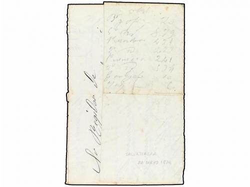 ✉ ESPAÑA. 1874. SALVATIERRA a LANGARICA. Marca de franquicia