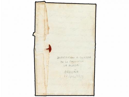 ✉ ESPAÑA. 1873. ORDUÑA a SALVATIERRA. Marca de franquicia CO