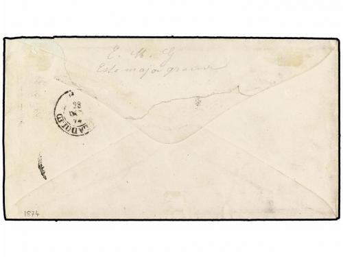 ✉ ESPAÑA. 1874. CASTELLON DE LA PLANA a VALLADOLID. Franquic