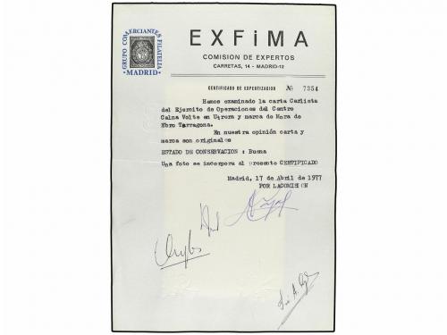 ✉ ESPAÑA. 1876. MORA DE EBRO a UTREA. Franquicia EJERTO. DE 