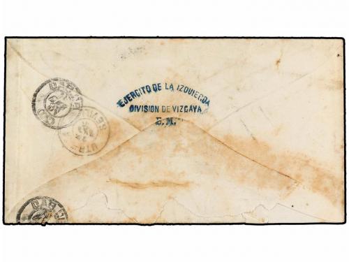 ✉ ESPAÑA. 1876. BILBAO a UTRERA. Al dorso franquicia EJERCIT