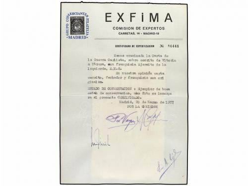 ✉ ESPAÑA. 1876. VITORIA a UTRERA. Franquicia EJERCITO DE LA 