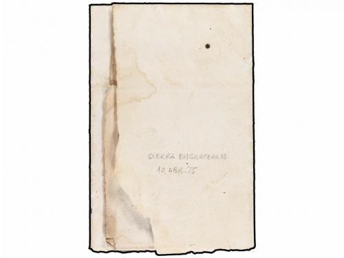 ✉ ESPAÑA. 1875. SIERRA ENGARCERAN a CULLA. Franquicia DISTRI
