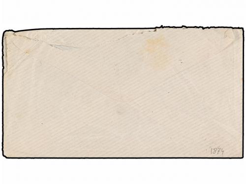✉ ESPAÑA. 1875. Sobre dirigido a BAYONA. Franquicia REAL CUE