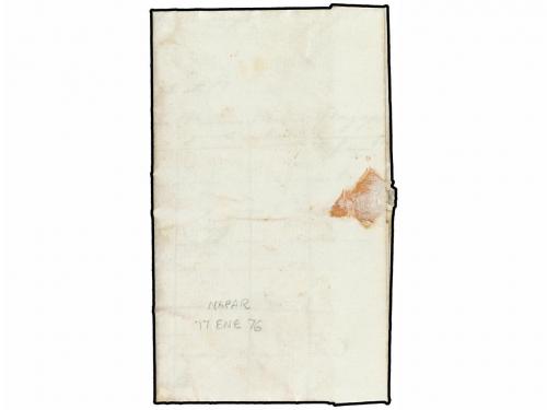 ✉ ESPAÑA. 1876. NAPAR a URRAU-ALTO. Franquicia EJERCITO REAL