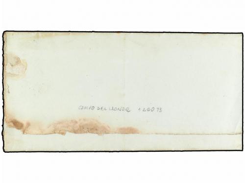 ✉ ESPAÑA. 1873. CAMPO DEL HONOR a LLIODIO. Marca de franquic