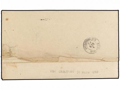 ✉ ESPAÑA. 1877. SAN SEBASTIAN a ELGUIBAR. Marca de franquici