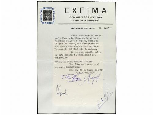 ✉ ESPAÑA. 1876. ZARAGOZA a UTRERA. Franquicia ARTILLERIA/COM