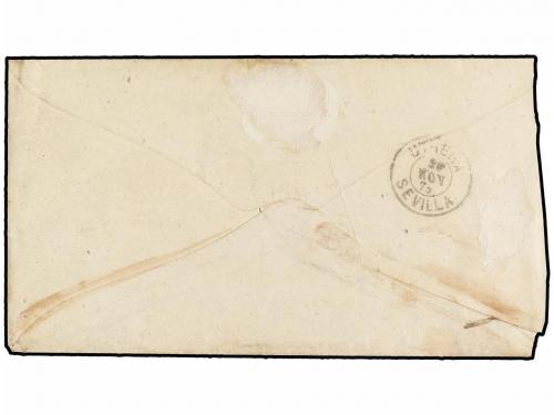 ✉ ESPAÑA. 1875. LA RODA (Albacete) a UTRERA. Franquicia EJER