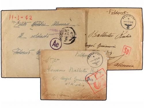 ✉ ESPAÑA GUERRA CIVIL. 1941-42. DIVISIÓN AZUL. Conjunto de t