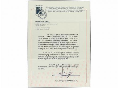 ** ESPAÑA. Ed. 760. HB Aéreo + 5 pts. azul. Gomza original s