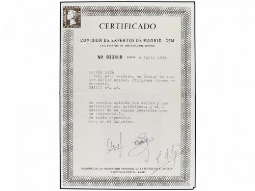 ° ESPAÑA. Ed. 45 (4). 1 real azul verde. Bloque de cuatro. P