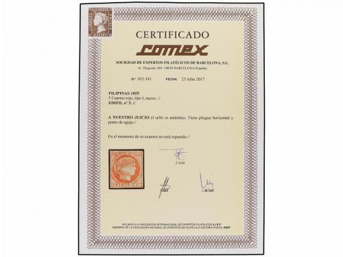 (*) FILIPINAS. Ed. 5. 5 cuartos rojo, tipo I. Excelente pres