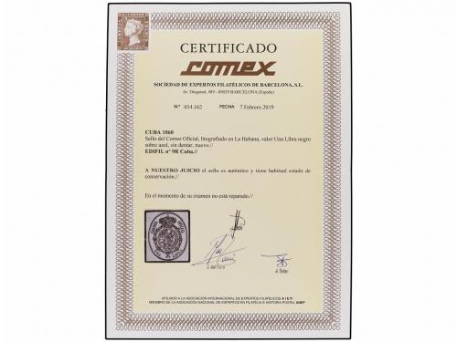 (*) CUBA. Ed. 9. 1 libra azul LITOGRAFIADO DE LA HABANA. Sel