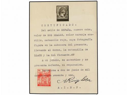 ° ESPAÑA. Ed. 8. 2 reales naranja, mat. ARAÑA ROJA. MAGNÍFIC