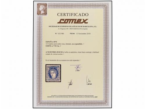 (*) ESPAÑA. Ed. NE 3A. NO EMITIDO. 12 cents. azul sobre rosa