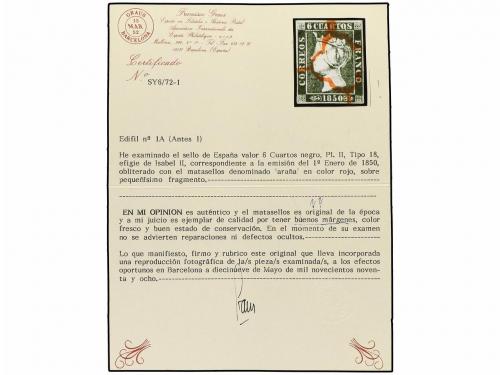 ° ESPAÑA. Ed. 1 y 1A. 6 cuartos. Cuatro sellos y una pareja.