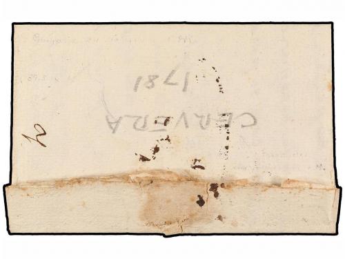 ✉ ESPAÑA: PREFILATELIA. 1781. GUISONA a BERGA. Marca CATALUÑ