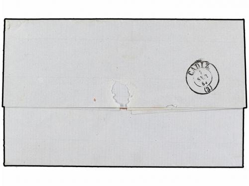 ✉ ESPAÑA. Ed. 64. 1864. VALENCIA a CÁDIZ. 4 cuartos rojo, ma