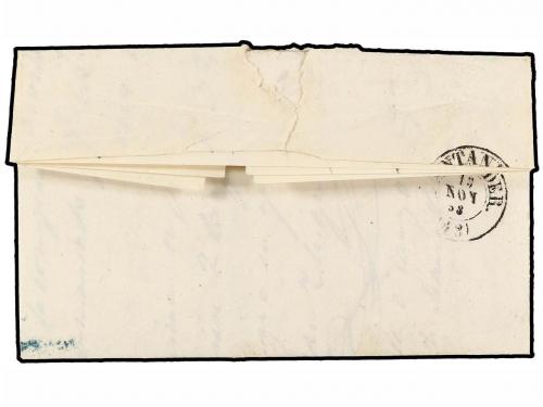 ✉ ESPAÑA. Ed. 48. 1858. OSORNO a SANTANDER. 4 cuartos rojo, 