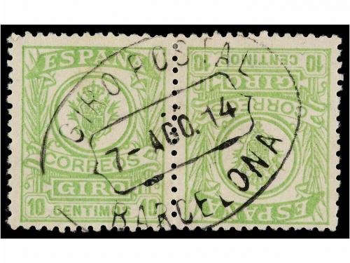 ° ESPAÑA: GIRO POSTAL. Ed. 2ii. 10 cts. verde amarillo. Pare