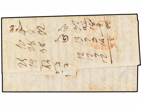 ✉ ESPAÑA: PREFILATELIA. 1849. LAS PALMAS a MADRID. Marca GRA