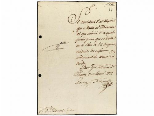 ✉ ESPAÑA: PREFILATELIA. 1812 (3 Sept.). GUERRA DE LA INDEPEN