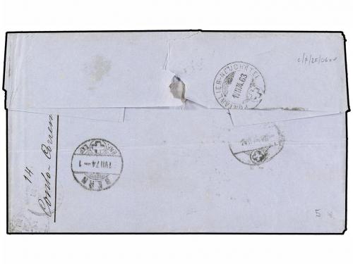 ✉ ESPAÑA. Ed. 137 (2). 1874. MADRID a LANGNAU. 50 cts. azul 