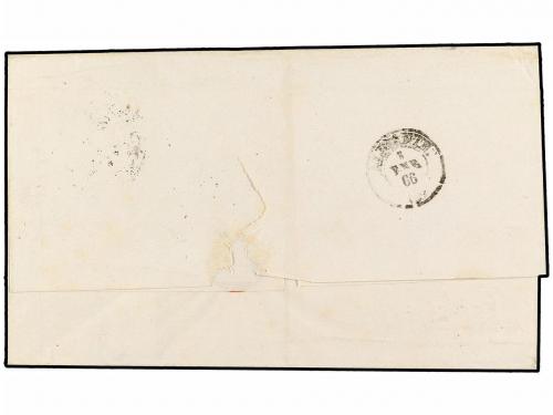 ✉ CUBA. 1865. CARDENAS a ALICANTE. 1 real azul s. rosa, mat.