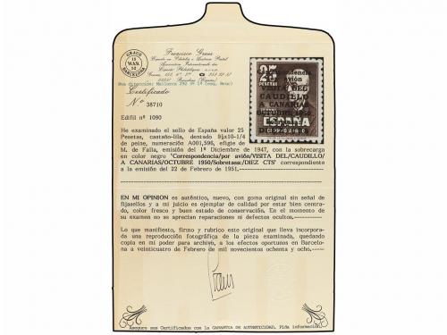 ** ESPAÑA. Ed. 1088/89 + 1090. CANARIAS CORREO y AVIÓN. Exce