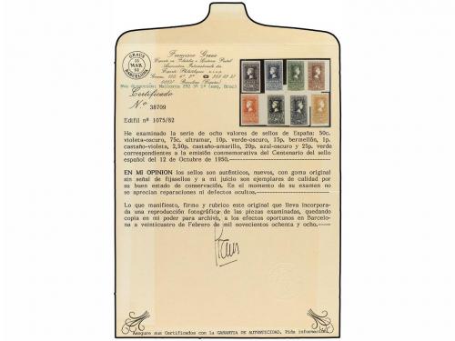 ** ESPAÑA. Ed. 1075/82. CENTENARIO. Serie completa. LUJO. Ce