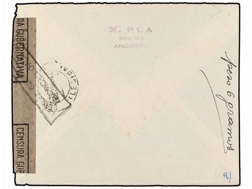 ✉ ANDORRA. Ed. 32, 40 (6). 1942. ANDORRA a SUECIA. 15 cts. v