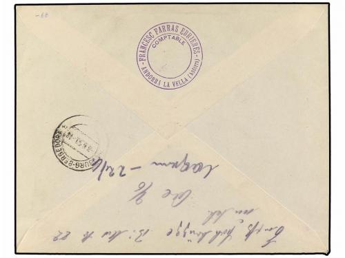 ✉ ANDORRA. Ed. 48, 50, 51, 38. 1950. ANDORRA a ALEMANIA. 20 