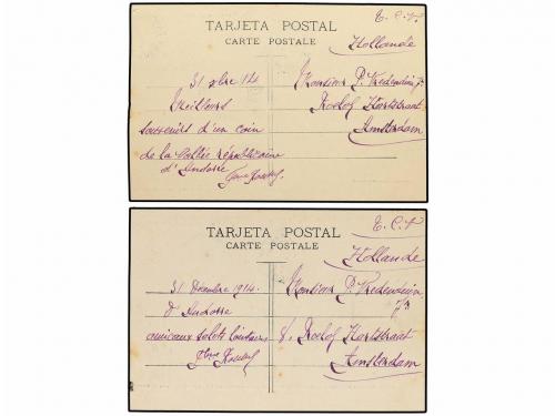✉ ANDORRA. 1914. Dos tarjetas postales con fechador francés 