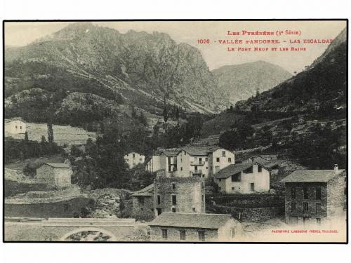 ✉ ANDORRA. 1919. LES ESCALDES a MADRID. Tarjeta Postal con m