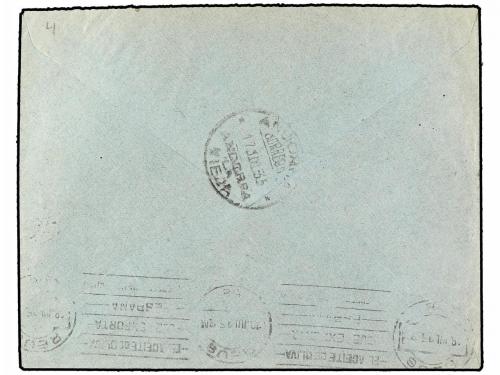 ✉ ANDORRA. Ed. 16d. 1935. LAS ESCALDES a REUS. 5 cts. lila (