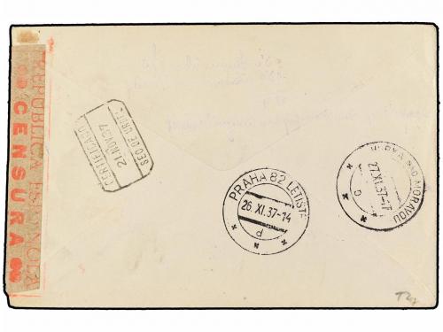 ✉ ANDORRA. Ed. 26. 1937. ANDORRA a CHECOSLOVAQUIA. 10 pts. c