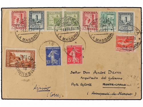 ✉ ANDORRA. Ed. 16 (2), 17, 18 (2), 27, 15d (2). 1935. LA MAS