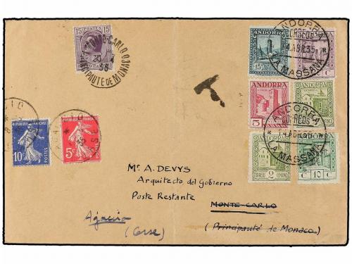 ✉ ANDORRA. Ed. 15d (2), 16d/19d. 1935. LA MASSANA a MONTECAR