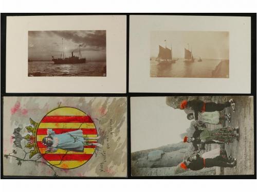 ✉ ESPAÑA. 1907-10. CONJUNTO de 6 Tarjetas Postales con marca