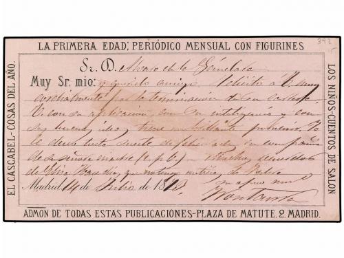 ✉ ESPAÑA. 1873. MADRID a BARCELONA. Tarjeta Postal Precursor