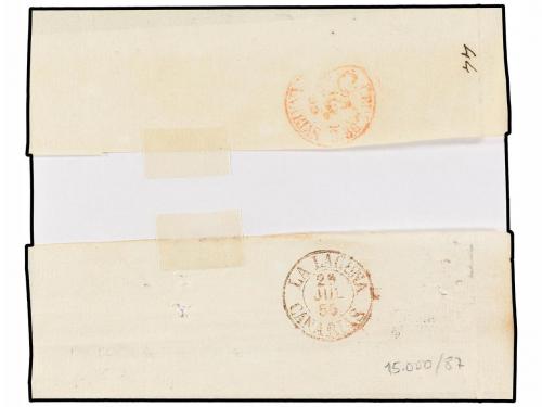 ✉ ESPAÑA. 1856. LAS PALMAS a LA LAGUNA. Envuelta con la Fran