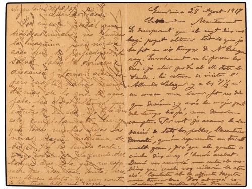 ✉ ESPAÑA. Ed. 44. 1917. MATARÓ a GUERNICA y reexpedida ARGEN