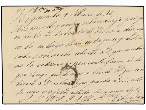 ✉ ESPAÑA. 1876. HIGUERUELA a ALBACETE. 5 cts. azul, mat. CÍR