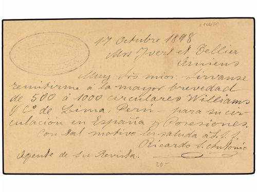 ✉ ESPAÑA. Ed. 34. 1898. BARCELONA a FRANCIA. 5 cts. verde co