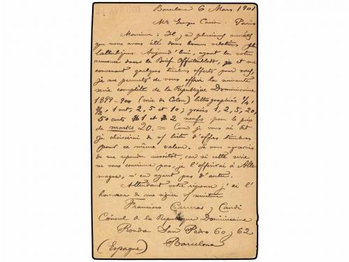 ✉ ESPAÑA. Ed. 35i. 1901. BARCELONA a PARÍS. 5 cts. verde (ta