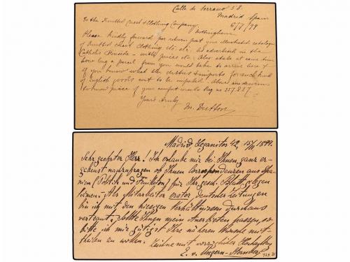 ✉ ESPAÑA. Ed. 31. Dos tarjetas de 10 cts. carmín circuladas 