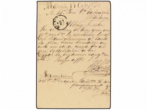 ✉ ESPAÑA. Ed. 8. 1876. MADRID a MÁLAGA. 5 cts. azul, mat. ma