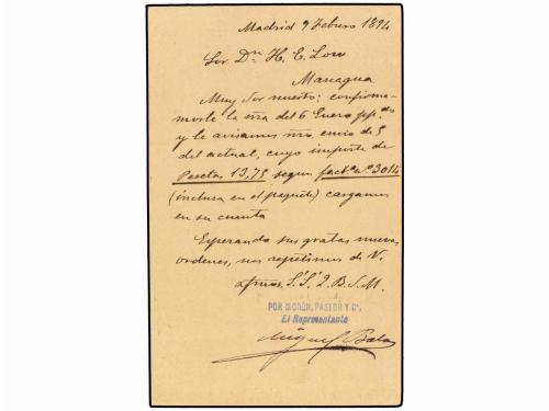 ✉ ESPAÑA. Ed. 29. 1894. MADRID a MANAGNA (Nicaragua). 10 cts
