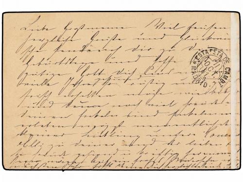 ✉ ESPAÑA. Ed. 8. 1881. MADRID a ALEMANIA. Entero postal de 5